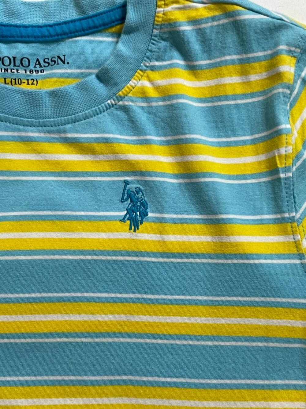 U.S. Polo Assn. Youth L Blue and Yellow Stripped Short Sleeve T-shirt - Picture 5 of 9
